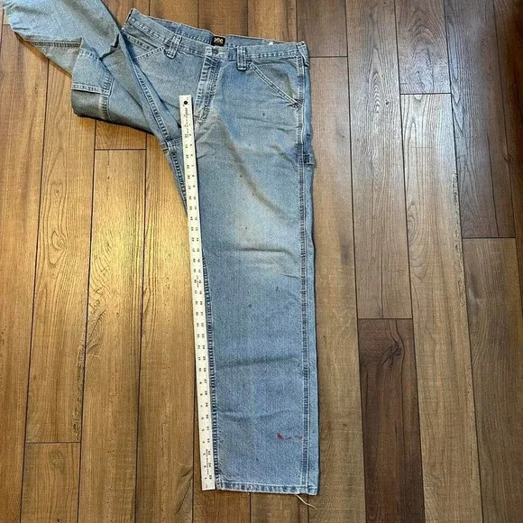 Vintage‎ Lee Baggy Jeans Men's Size 36 x 32 Light Wash Distressed - Picture 5 of 8